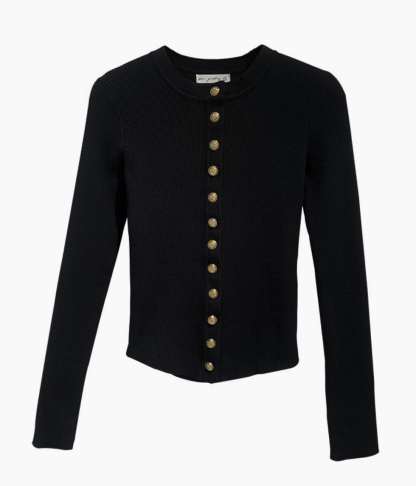 Metal Button Fitted Sweater