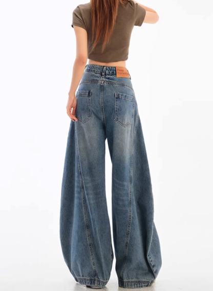 Mid-Waist  Fleece-lined Wide-Leg Jeans