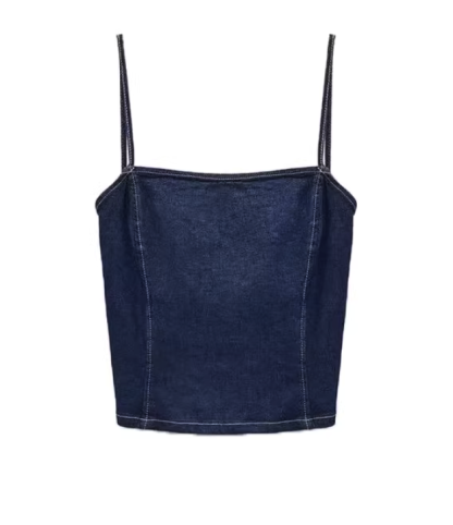 Contrast Stitch Denim Cami Top
