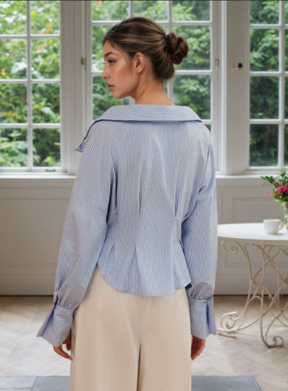 Wide-Shoulder Cropped Shirt