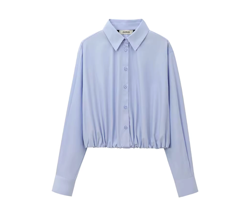 Elastic Hem Poplin Shirt