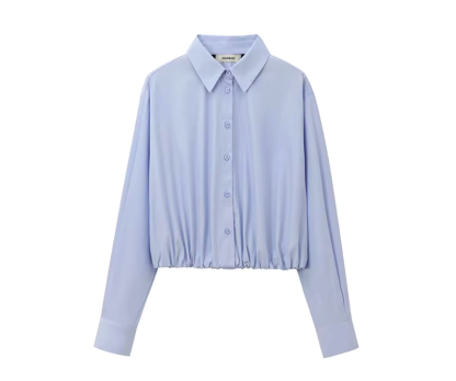 Elastic Hem Poplin Shirt
