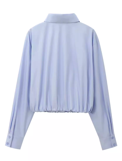 Elastic Hem Poplin Shirt