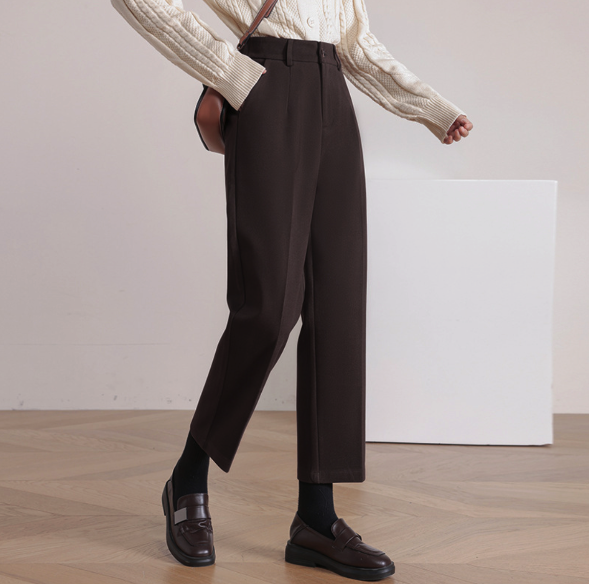 Geogina Saddle Brown Pleated Pants-J.ING