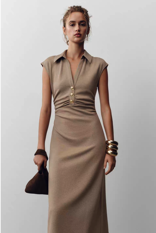 Denim Collar Sleeveless Maxi Dress