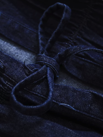 Faux Denim Tie-Waist Vest & Pants Set