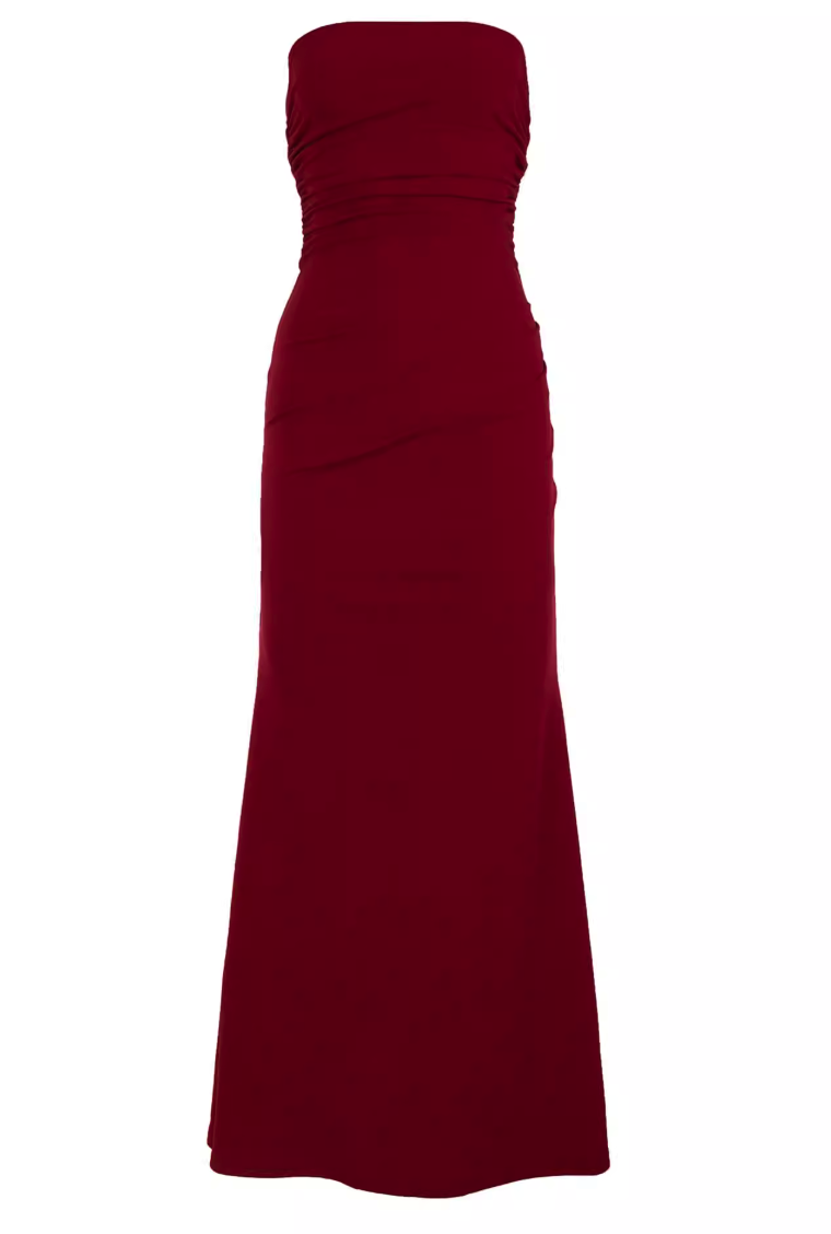 Strapless Satin Maxi Dress