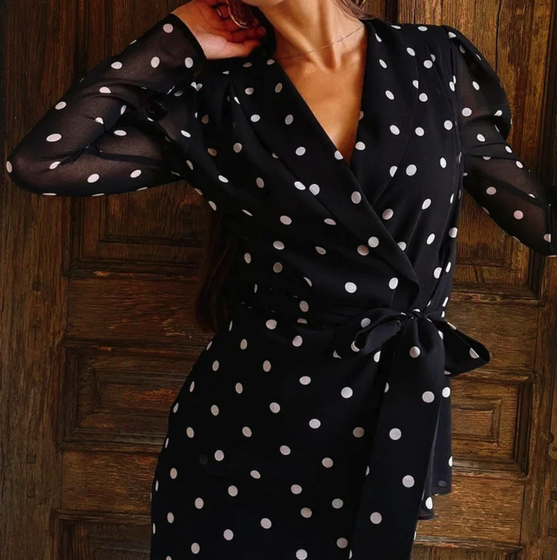 Polka Dot Sheer-Mesh Ruched Maxi Dress