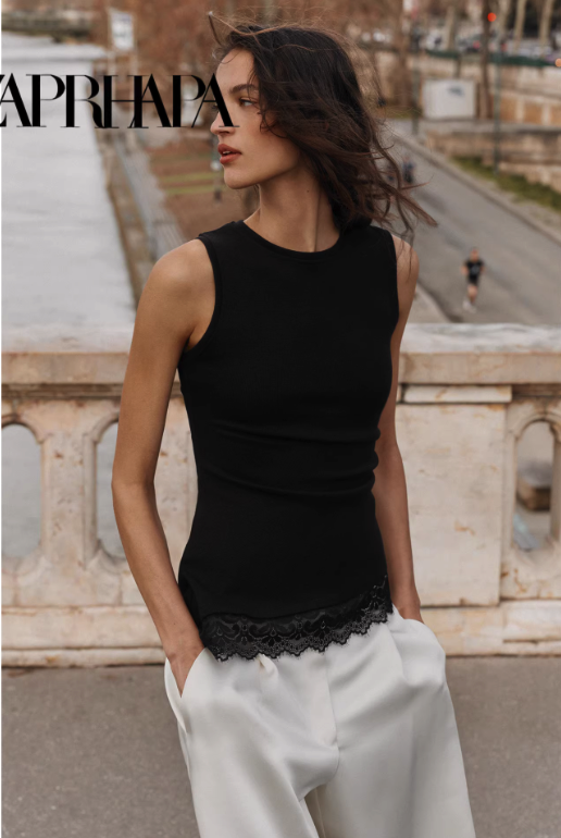 Lace Hem Knit Top