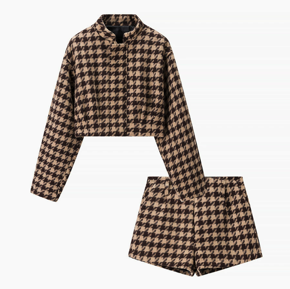 Chanel-style Houndstooth Top & Shorts Set