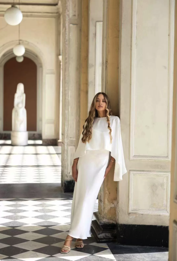 Sheer Capelet & Cami Dress Two-Piece Set