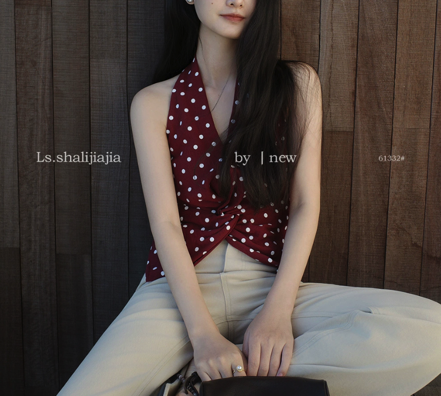 Polka Dot Tie Waist Top