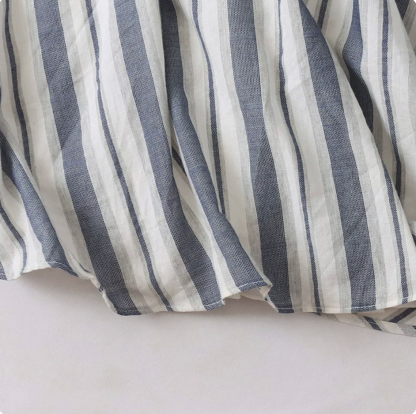 Lace Trim Square Neck Striped Midi Dress