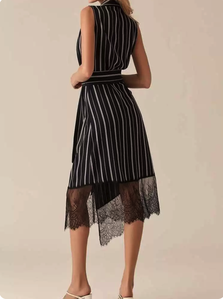 Sleeveless Belted Pleated Blazer Dress