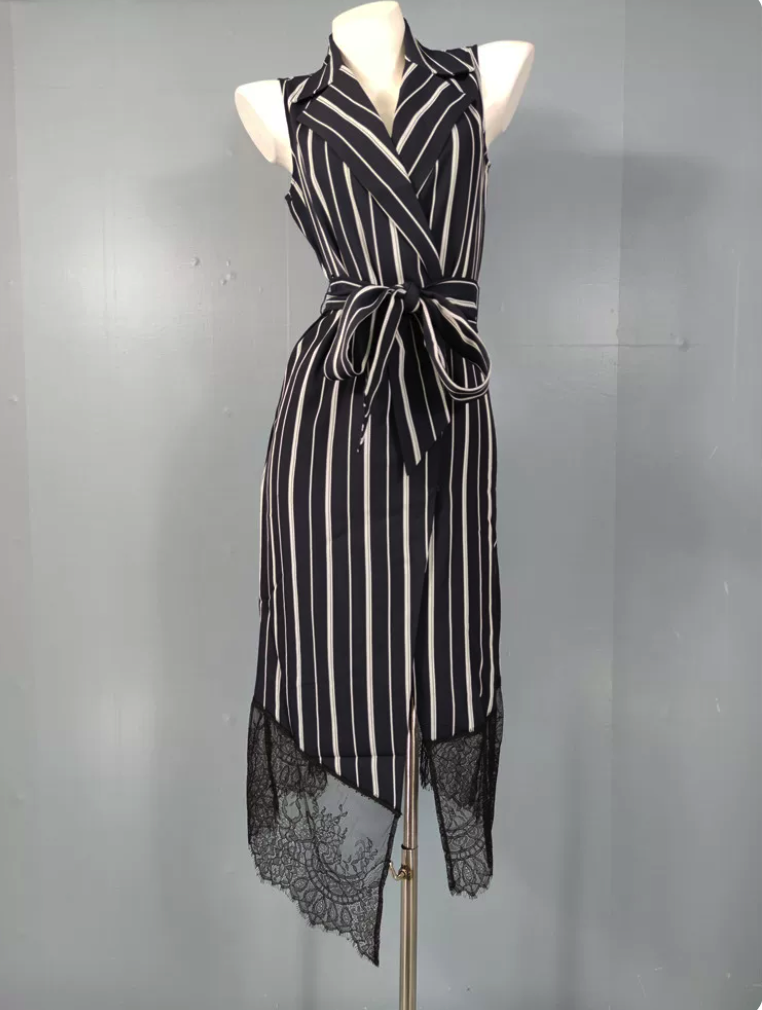Sleeveless Belted Pleated Blazer Dress
