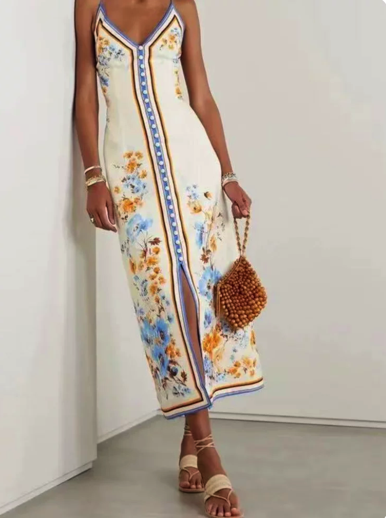 Floral Border Print Cami Top & Wide Leg Pants Set