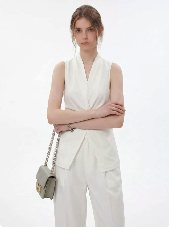 V-Neck Twist Knot Sleeveless Tank Top