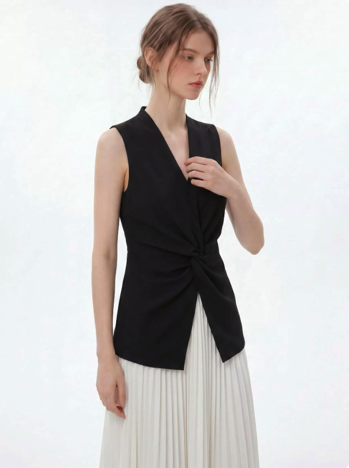 V-Neck Twist Knot Sleeveless Tank Top