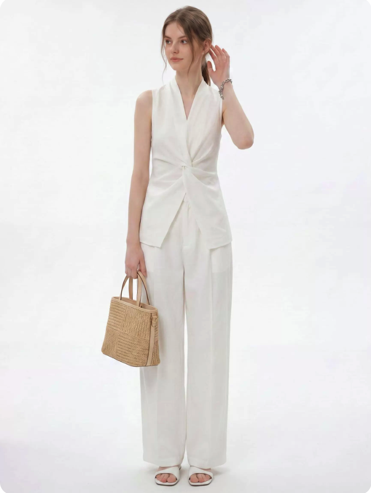 V-Neck Twist Knot Sleeveless Tank Top