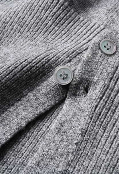 Button‑Trim Hem Knit Top