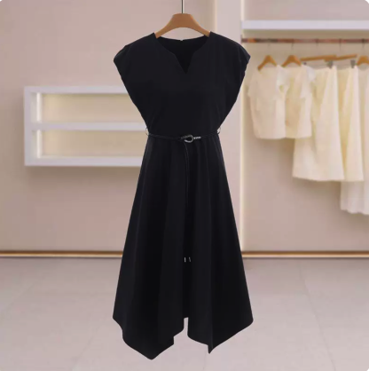 Wool Blend Metal Detail Belted Knit Dress