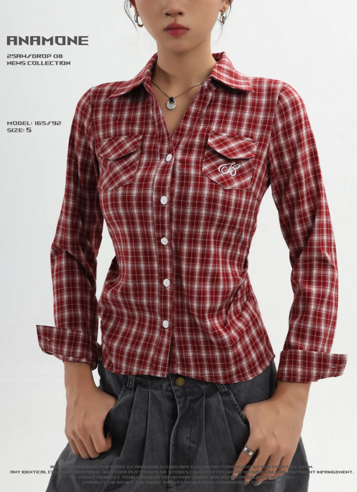Vintage Plaid Long‑Sleeve Shirt
