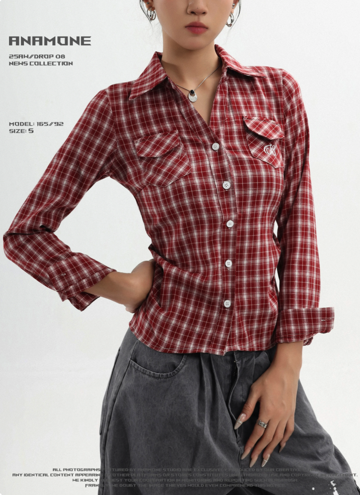 Vintage Plaid Long‑Sleeve Shirt