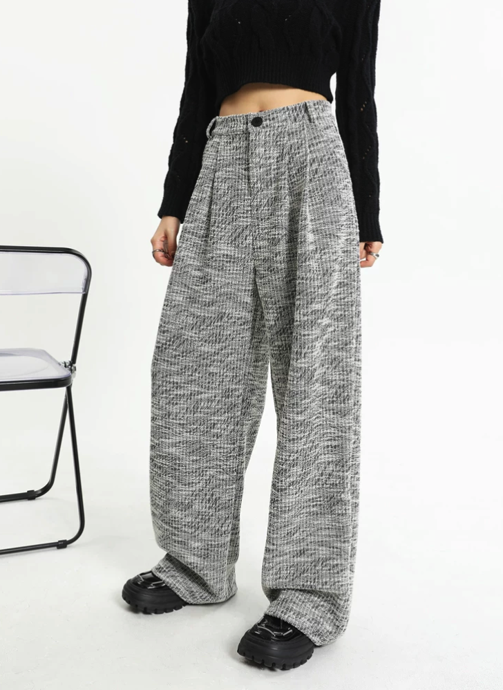 Tweed Wide Leg Dress Pants