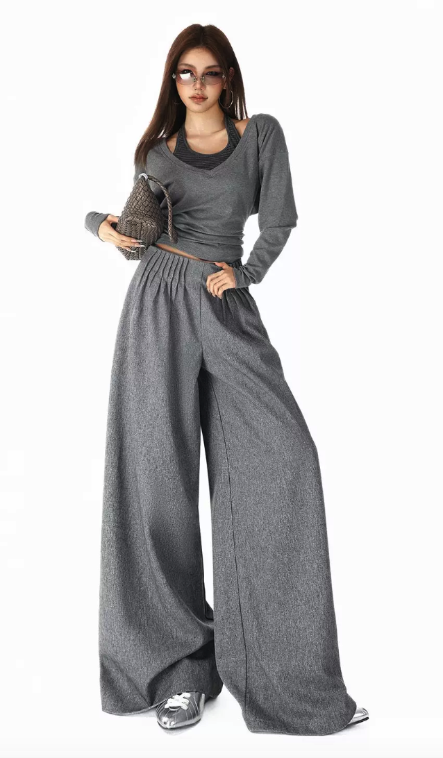  Gathered Wide Leg Pants