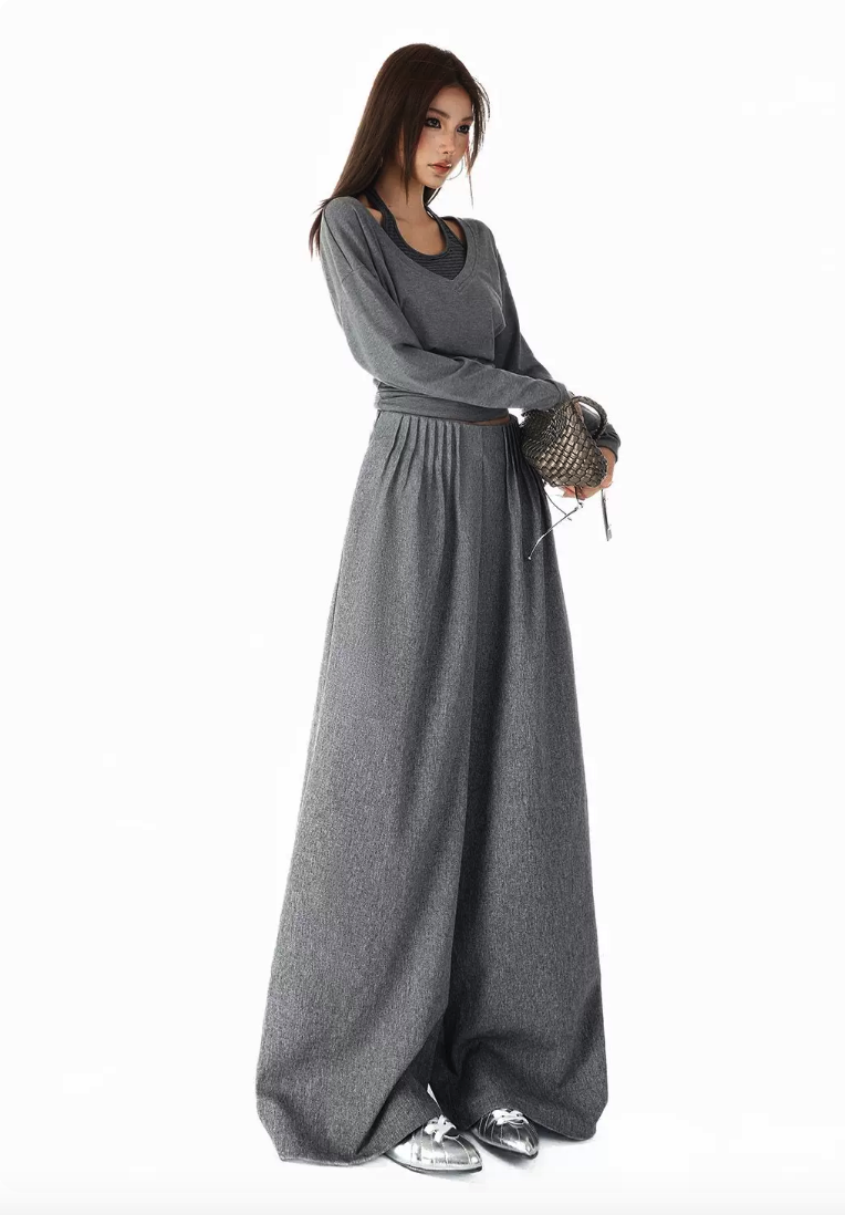  Gathered Wide Leg Pants