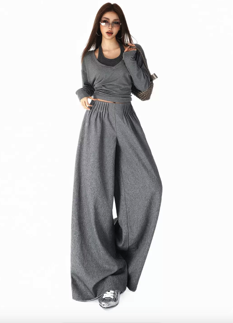 Gathered Wide Leg Pants