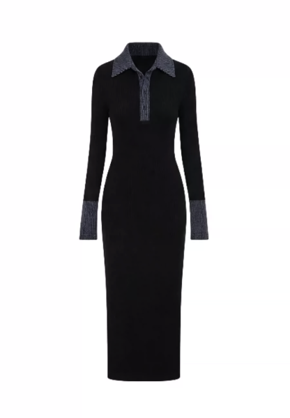 Denim Collar Knit Dress