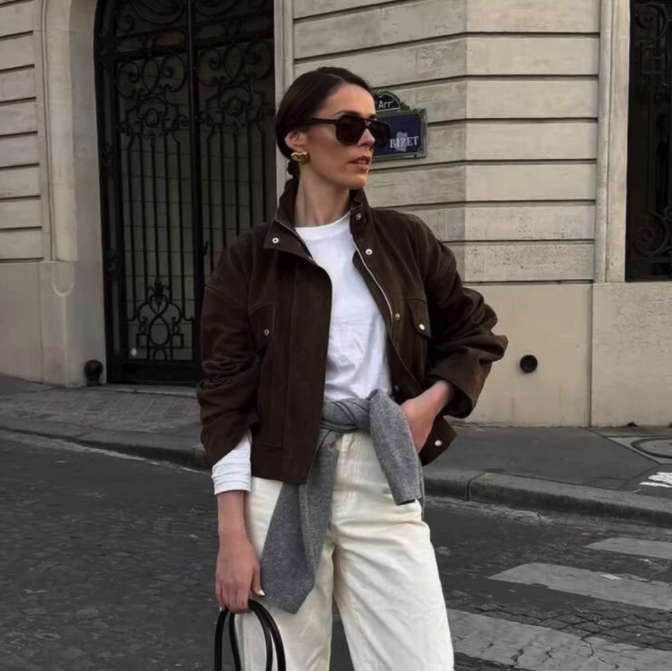 Stand Collar Elastic Hem Cropped Coat