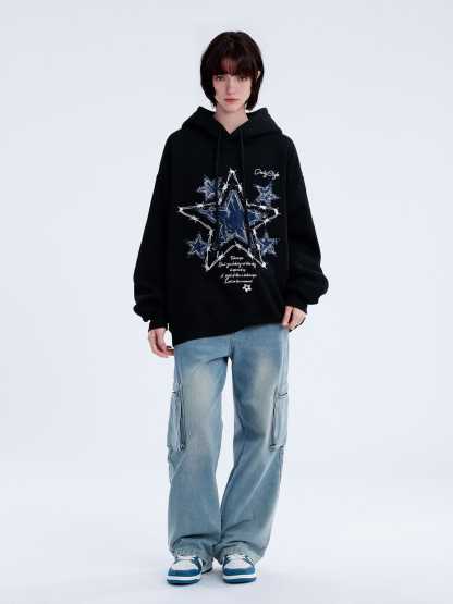 Applique Embroidery Star Hoodie