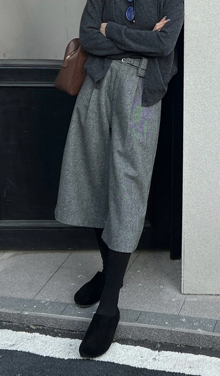 Minimalist Wool Blend Relaxed Fit Winter Pants