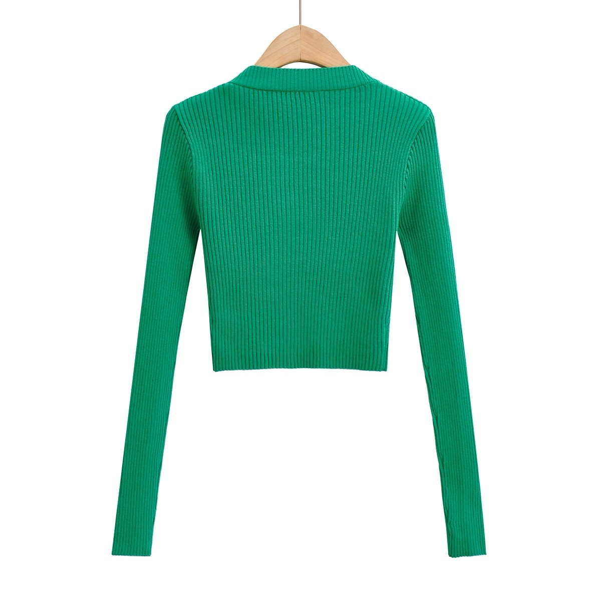 Metal Button Ribbed Fitted Sweater
