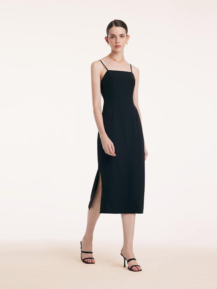 Back Twisted Spaghetti Strap Dress With Detachable Bra Pads