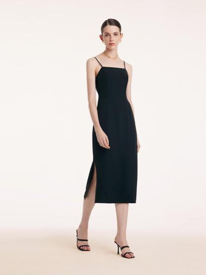 Back Twisted Spaghetti Strap Dress With Detachable Bra Pads
