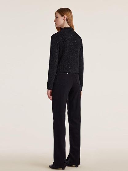 Black Sequins Wool Cardigan