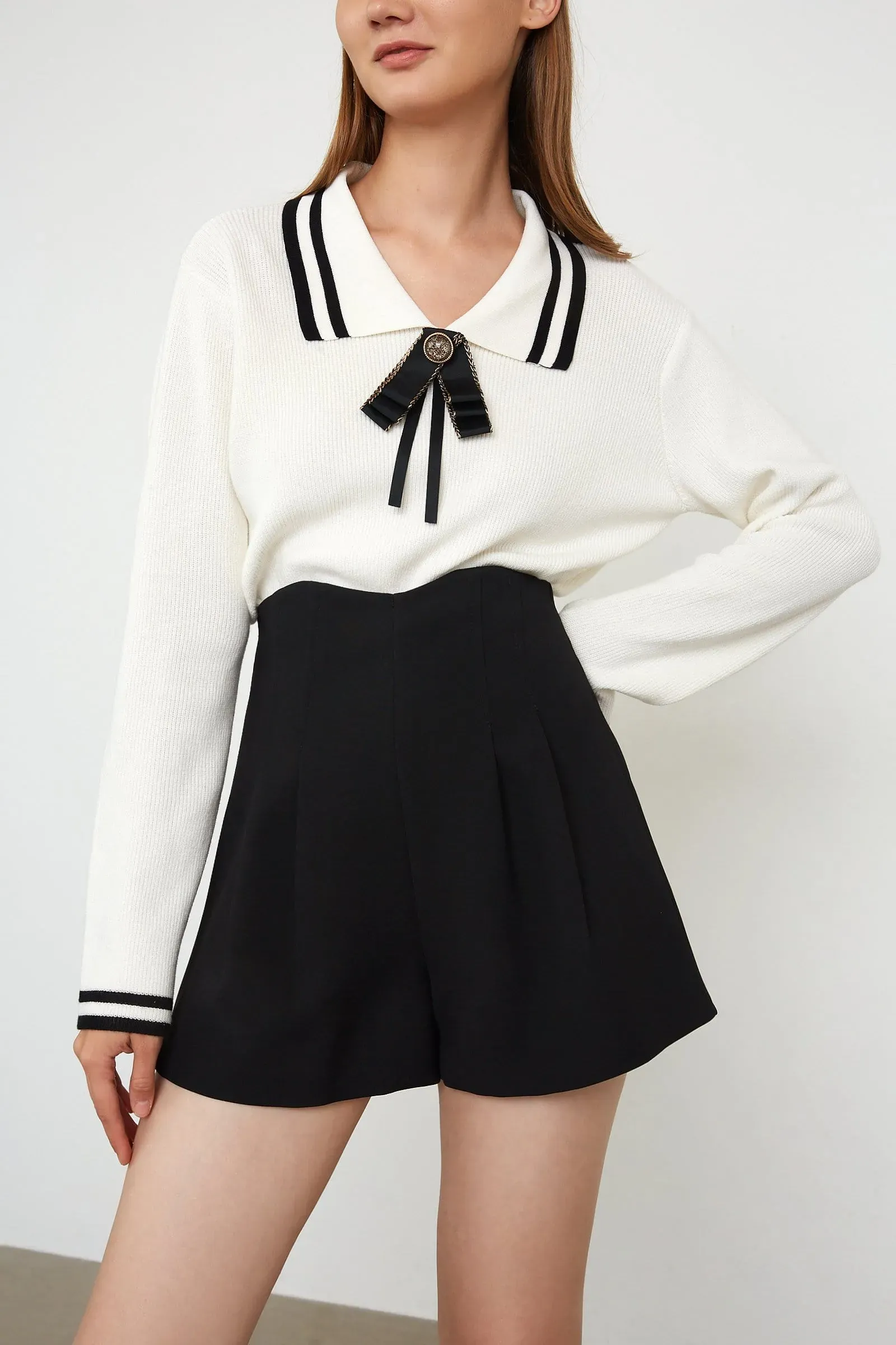 A-line High Waist Suit Shorts