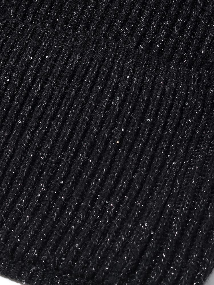 Black Sequins Wool Cardigan