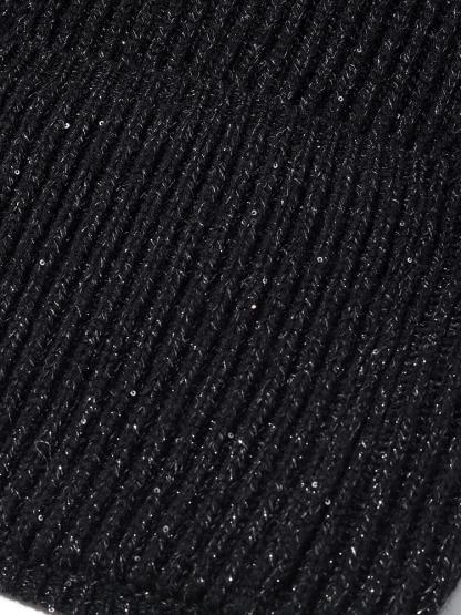 Black Sequins Wool Cardigan