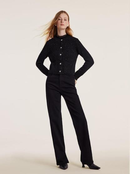 Black Sequins Wool Cardigan