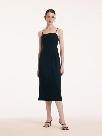 Back Twisted Spaghetti Strap Dress With Detachable Bra Pads