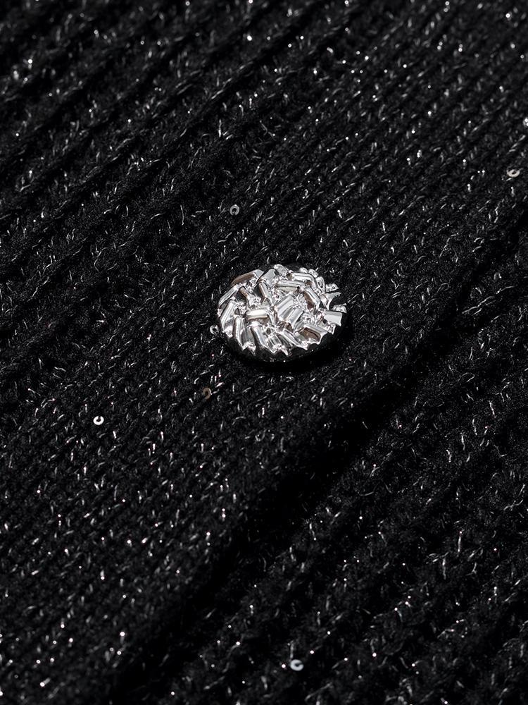 Black Sequins Wool Cardigan