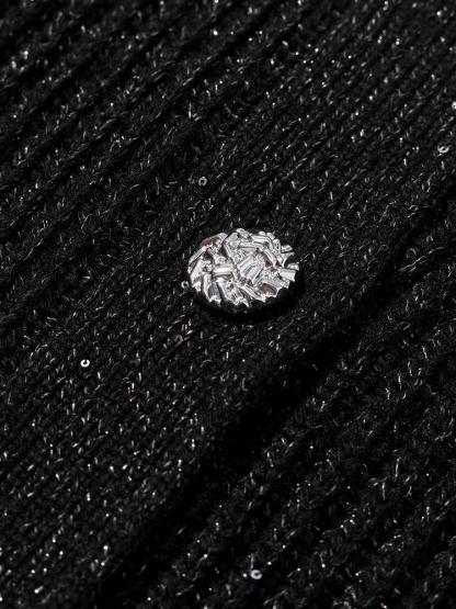 Black Sequins Wool Cardigan