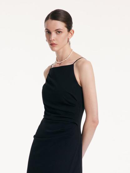 Pre-Order Ruched Waist Spaghetti Strap Dress With Detachable Bra Pads