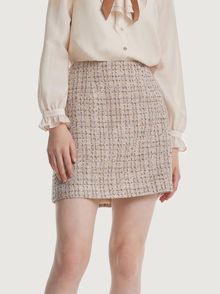 A-line Tweed Mini Skirt-J.ING