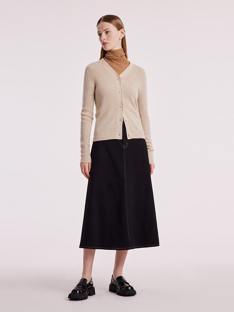 Beige Seamless Cashmere Cardigan