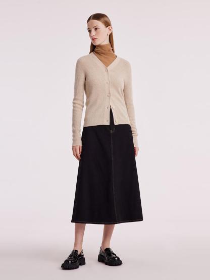 Beige Seamless Cashmere Cardigan